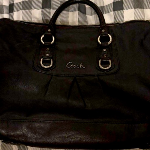 EUC - Coach Black Satchel with Pleated Detailing - Picture 2 of 9